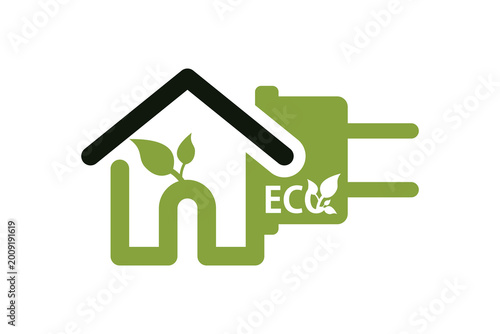 illustration of energy-saving house and leaf design