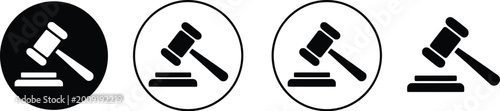 Photos Gavel icon vector, judge hammer symbol set, law and auction gavel illustration for legal system, court ruling, justice and bidding concept design