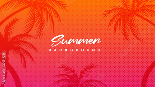 Summer background with silhouetted palm trees and gradient summer time background silhouette tropical gradient vacation template illustration artistic abstract paradise landscape