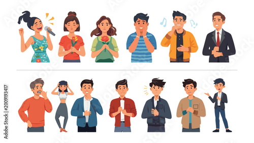 Quadro su tela Emotional Spectrum: An array of people embodying a spectrum of emotions