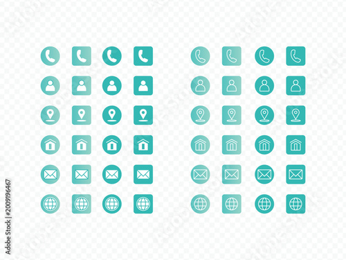 Contact and Communication Icon Set – Phone User Location Home Email and Web UI Icons Collection