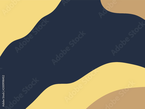 Abstract Wavy Organic Shapes Background in Earth Tones and Navy Blue