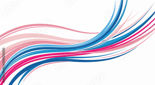 Abstract flowing lines in pink, blue, and white