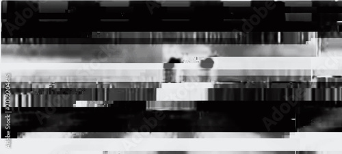 Foto Abstract glitch effect background with horizontal bands of color and digital noise, representing broadcast interference and signal degradation with a retro aesthetic