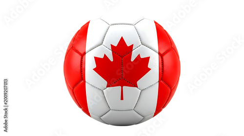 Soccer ball with Canadian flag pattern isolated on transparent background for sports events and national team branding