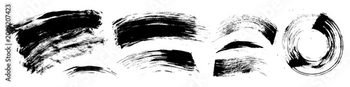 Photos Black ink arched brush stroke background
