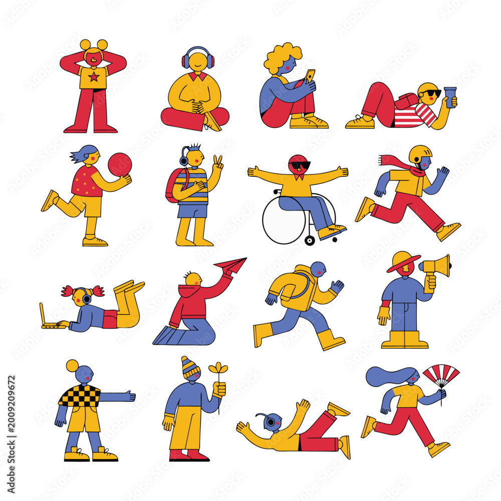 Fototapeta premium Colorful Diversity and Inclusive Kids Icon Collection