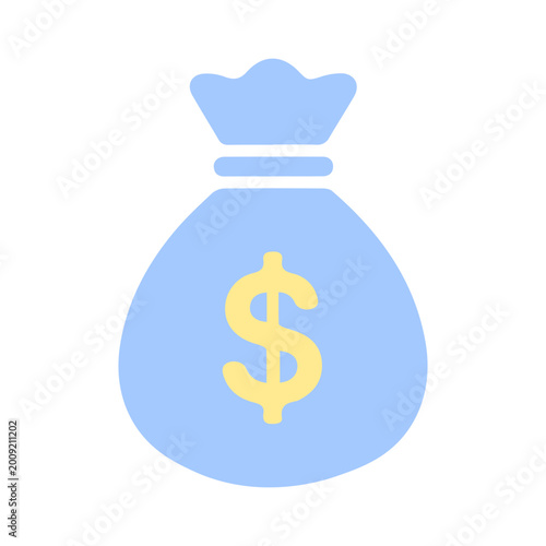 Minimalist Blue Money Bag Icon With Dollar Sign