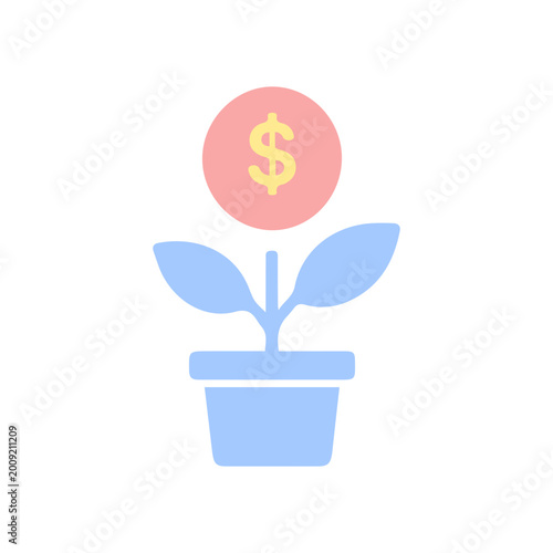 Growing Money Plant Illustration - Business and Investment Growth
