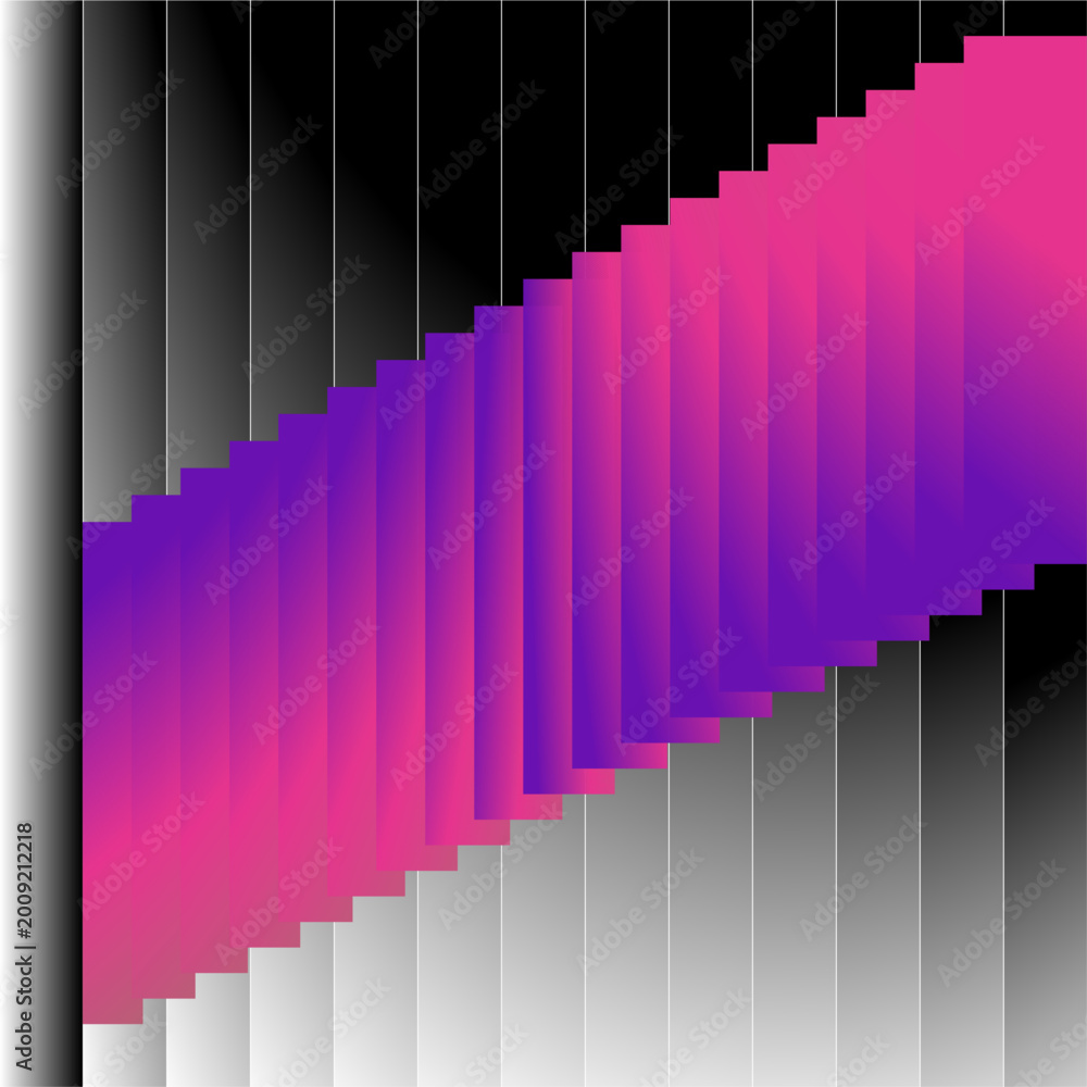 Fototapeta premium Vibrant gradient staircase with pink, purple, and black hues on a grey background