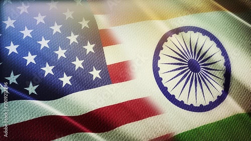USA and India Flags Waving Side by Side in Wind – Strategic Partnership, Diplomacy and International Relations
