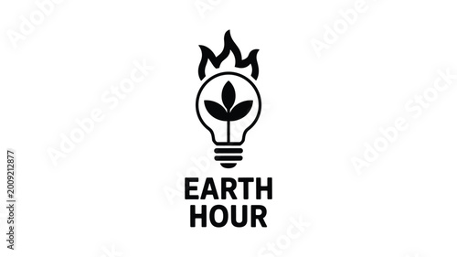 Tableau sur toile Black of earth hour with hourglass and leaf white