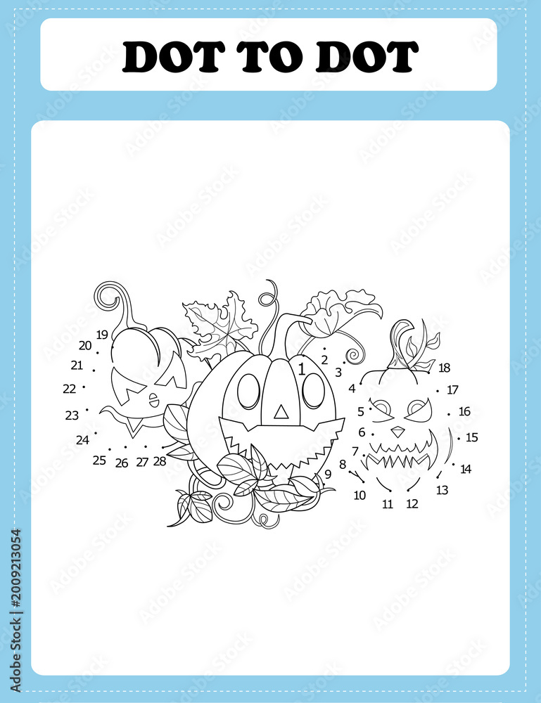 Fototapeta premium Halloween Dot to Dot Activity Pages for Kids