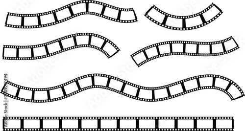 Bild auf Leinwand Black and white film strip set vector illustration