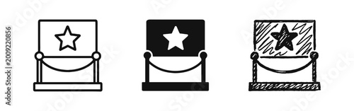 Obraz na płótnie VIP Premiere Barrier with Star Icon Set - Line, Solid, and Hand-Drawn Styles