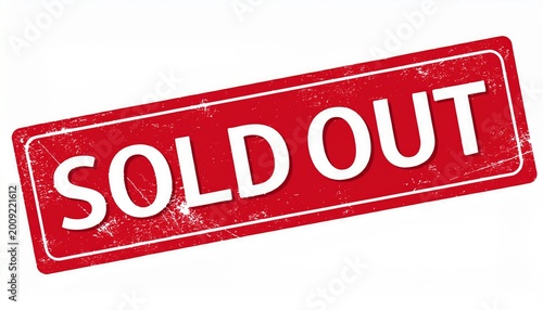 sold out stamp sign red grunge rectangular label with white text