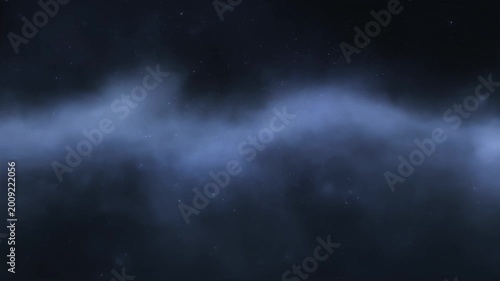 Soft blue nebula band across a star-speckled dark space background, atmospheric and serene, cinematic astrophotography mood