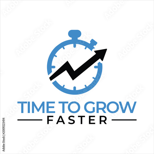Tableau sur toile Time to grow faster business growth concept logo