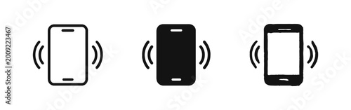 Cuadro en lienzo Mobile Smartphone Vibrate Notification Icons Set