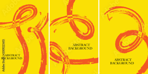 Foto Abstract orange swirl pattern on yellow background textured brushstroke design