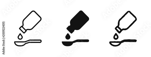 Canvas-taulu Liquid Medicine Syrup Icon Set with Bottle and Spoon in Three Different Styles f