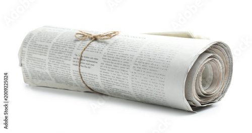 Quadro su tela One roll of newspaper isolated on white