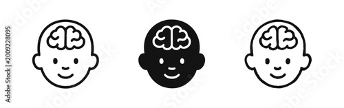 Εκτύπωση καμβά Child head with brain icon set for learning and pediatric development