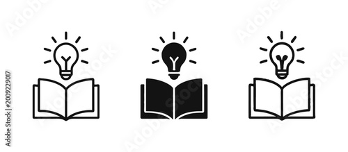 Creative Idea Book Icons Set - Inspiration Education and Knowledge Symbols