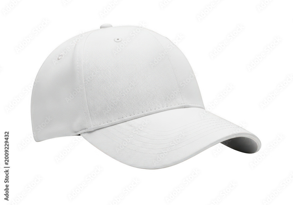 Fototapeta premium Minimalist white baseball cap with mesh back isolated on transparent background