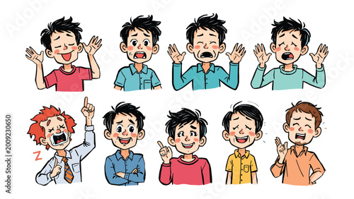 Bild auf Leinwand Emotional Spectrum: An array of diverse emotional states, portrayed in a vibrant illustration, showcasing a range of human feelings and experiences