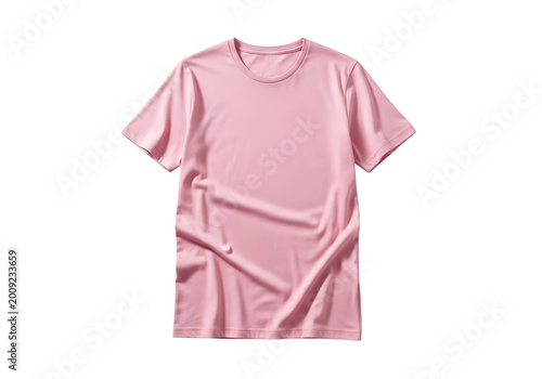 Soft pink oversized t-shirt with relaxed fit and rolled sleeves isolated on transparent background