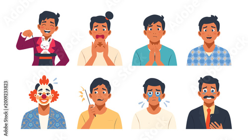 Foto Emotional Spectrum: Explore the vast realm of human expression, showcasing a diverse array of feelings and reactions with dynamic illustrations
