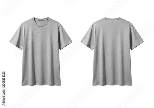 Light gray men's relaxed-fit t-shirt front and back view isolated on transparent background