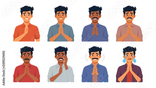 Quadro su tela Diverse Expressions: A collage of individuals, each displaying a unique range of human expressions, captures a spectrum of emotions with striking clarity