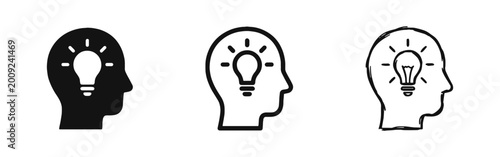 Valokuva Creative Idea and Brainstorming Concept Icons in Solid Outline and Hand Drawn St