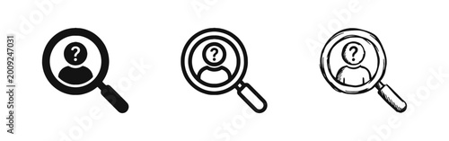 Bilde på lerret Search Question Profile Icon Set - Hiring Mystery and Candidate Hunt Symbols