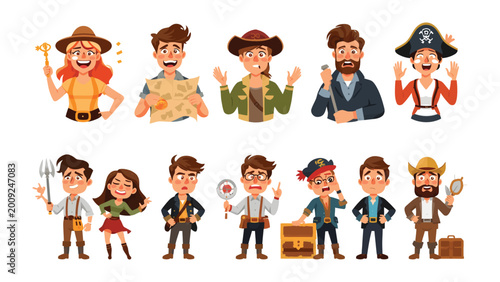 Tableau sur toile Adventures Galore: Embark on a visual voyage with a vibrant ensemble of adventurous characters, each poised for their next thrilling expedition
