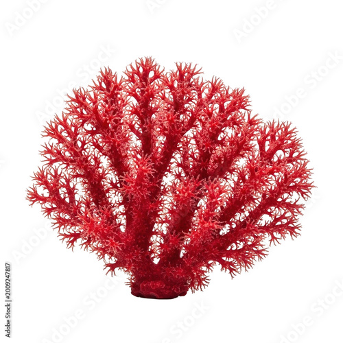 A vibrant red coral reef on a white background isolated on transparent background, PNG