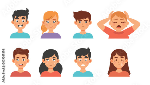 Bilde på lerret Expression of Emotions: a collage showcasing a spectrum of human emotion, from elation to sorrow, expressed through diverse faces and moods