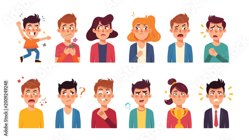 Canvas-taulu Human emotions: A visual array of diverse human faces, each conveying a unique spectrum of emotional expressions, from elation to despair, reflecting the rich tapestry of human experience