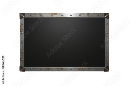 Steampunk industrial metal banner with rusty frame