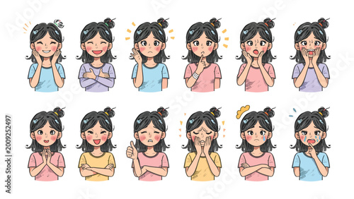 Fotografía Diverse Expressions: A collage showcases a woman's varying emotional states