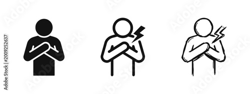 Cuadro en lienzo Heart Attack and Chest Pain Medical Emergency Icon Set