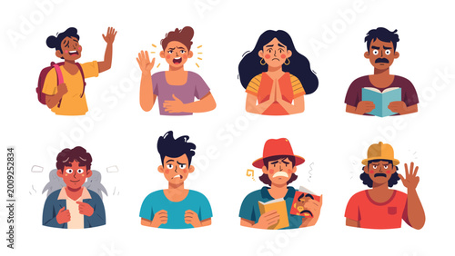 Bild auf Leinwand Diverse Emotional Spectrum: A vibrant collection of individuals displays an array of human emotions