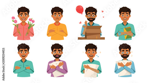 Canvastavla Emotional Spectrum: A collection of illustrations showcases the breadth of emotion through eight unique expressions of the man
