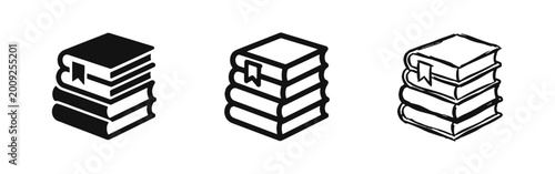 Foto Stack of books icon set for education library and reading