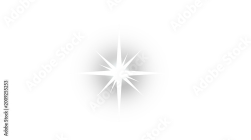 Shining white star sparkle isolated on white background, illustration