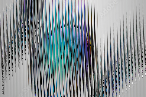 Foto Abstract vertical lines featuring a shimmering iridescent color gradient across