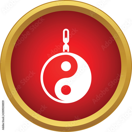 Obraz na plátne Yin yang symbol hanging on a chain, showing dualism and taoist philosophy