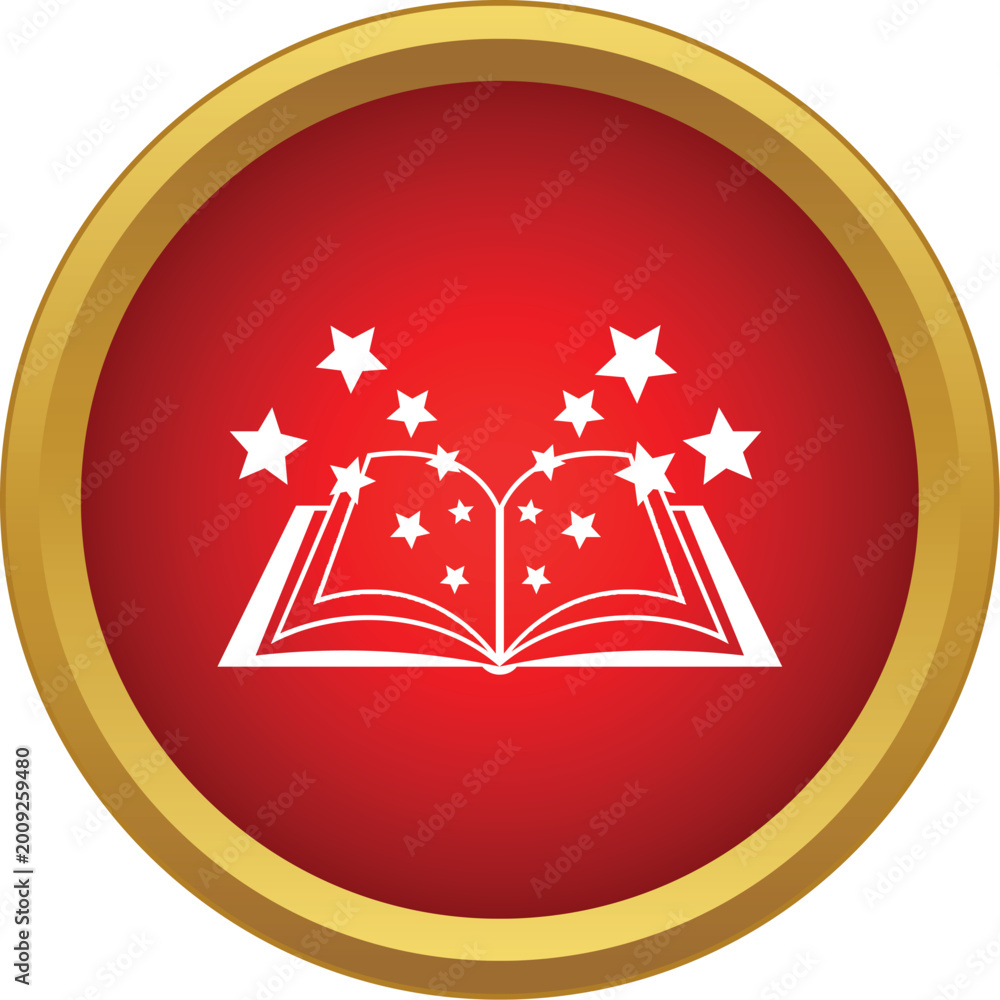 Fototapeta premium Open book with flying stars symbolizing imagination, fantasy, and storytelling